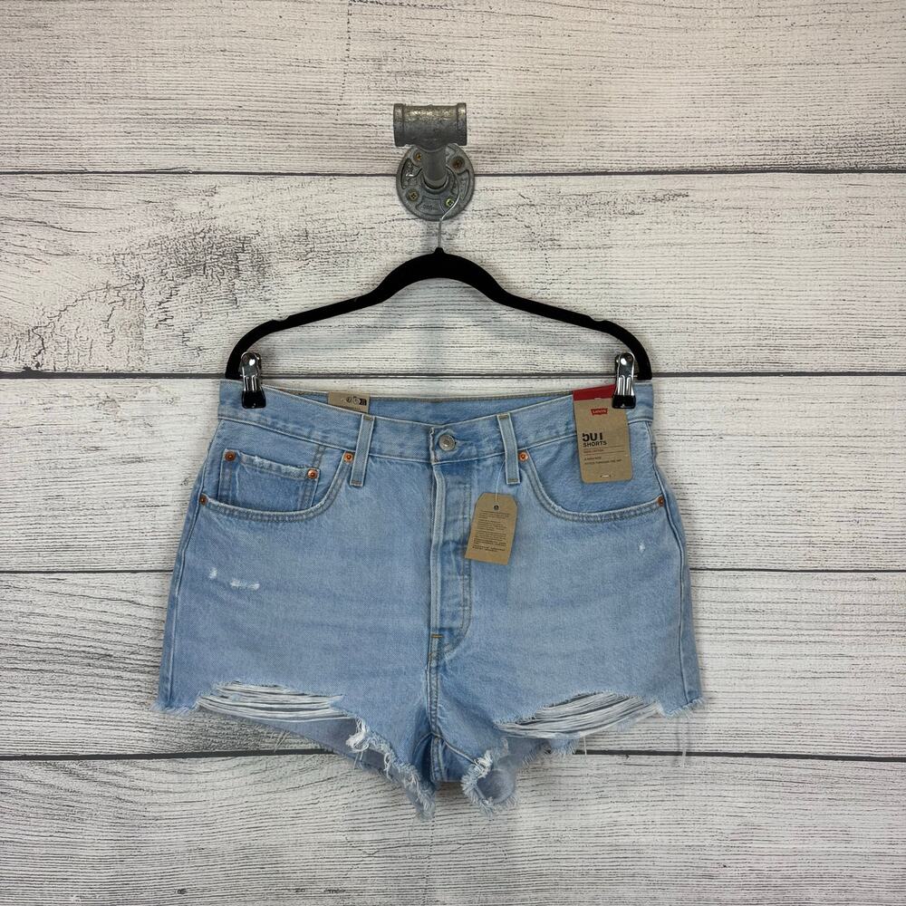 Levi's Women's 501 Light Wash Distressed High Waisted Denim Shorts Size 32